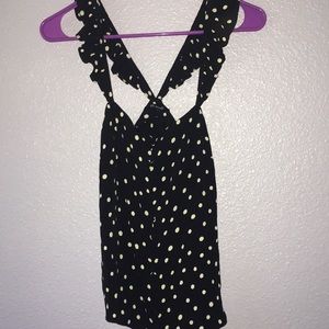 Black and white dotted button up shirt